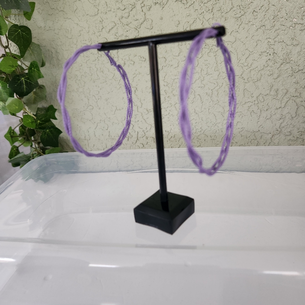 NWT Purple Braided Hoop Earrings
